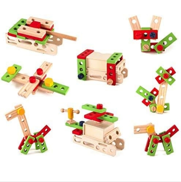 FUN LITTLE TOYS New Tool Kit for Kids Wooden Tool Box with 43 pieces. - Picture 6 of 10